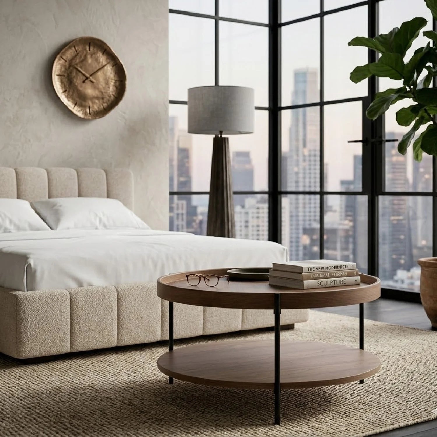 Luxury Savoy Round Wooden Two-Tier Coffee Table Modern Italian Style for Villa