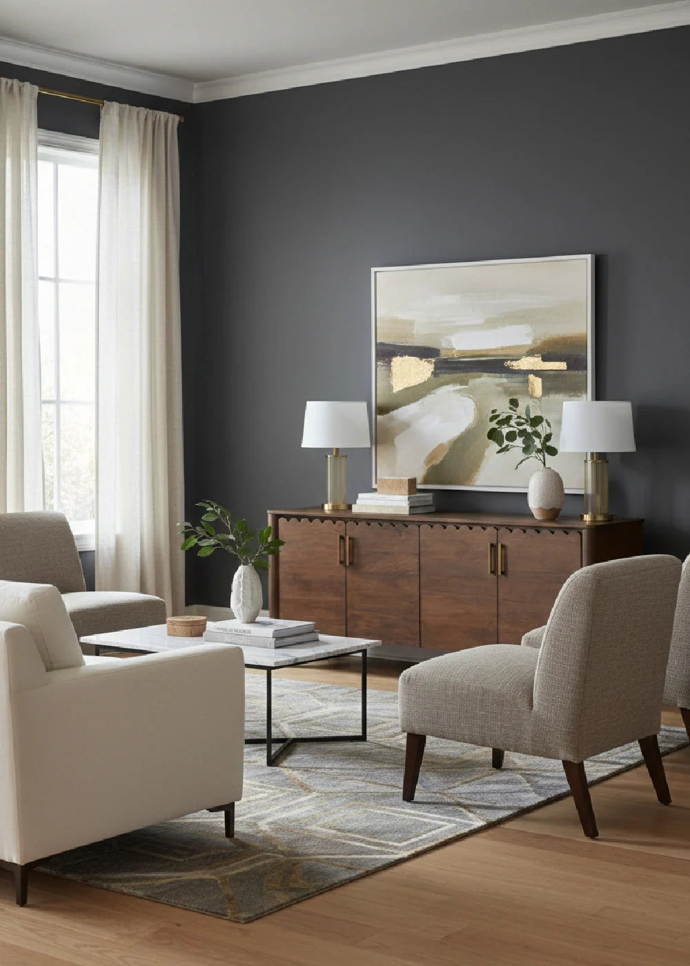 Luxury Scalloped Edge 4-Door Sideboard European Style for Villa
