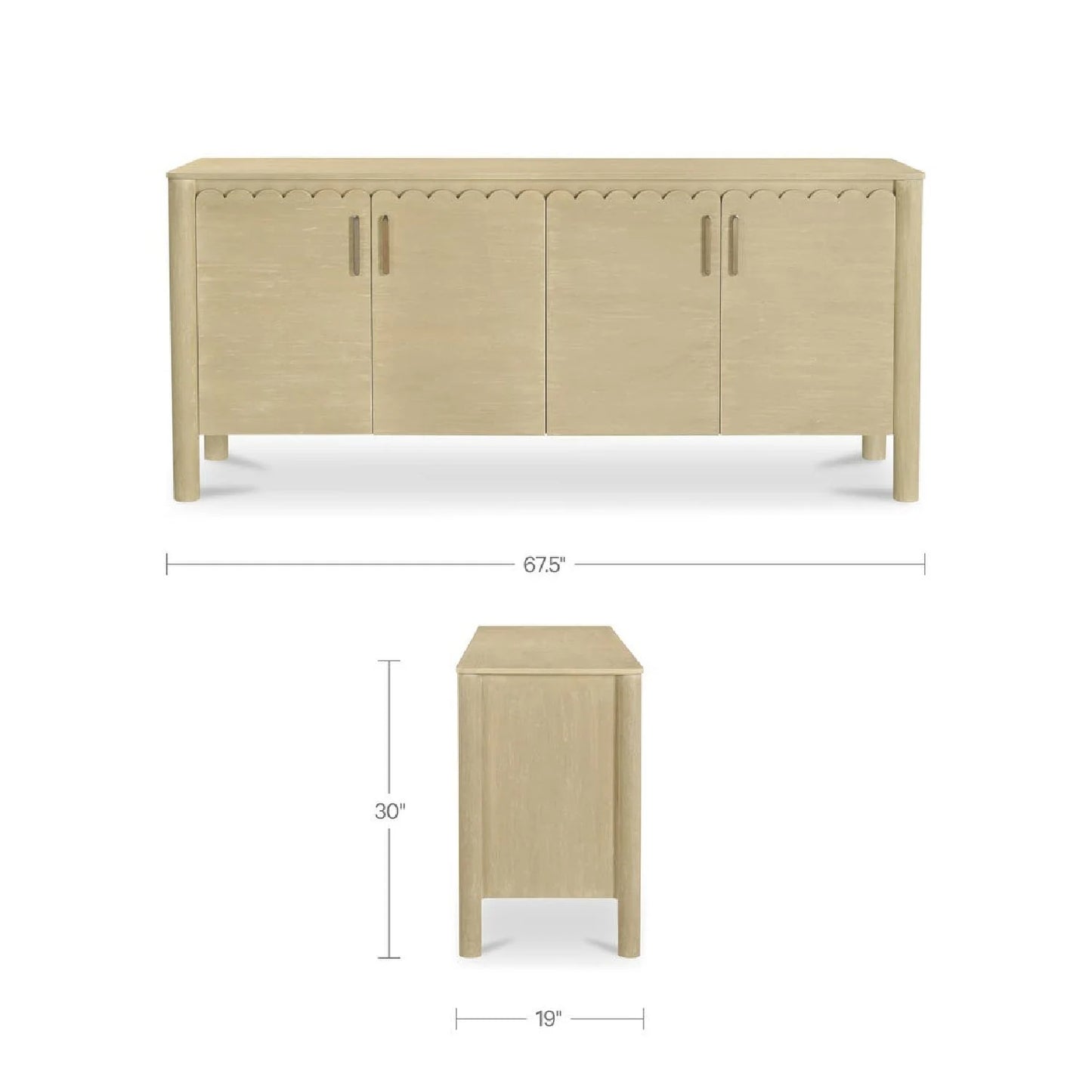 Luxury Scalloped Edge 4-Door Sideboard European Style for Villa
