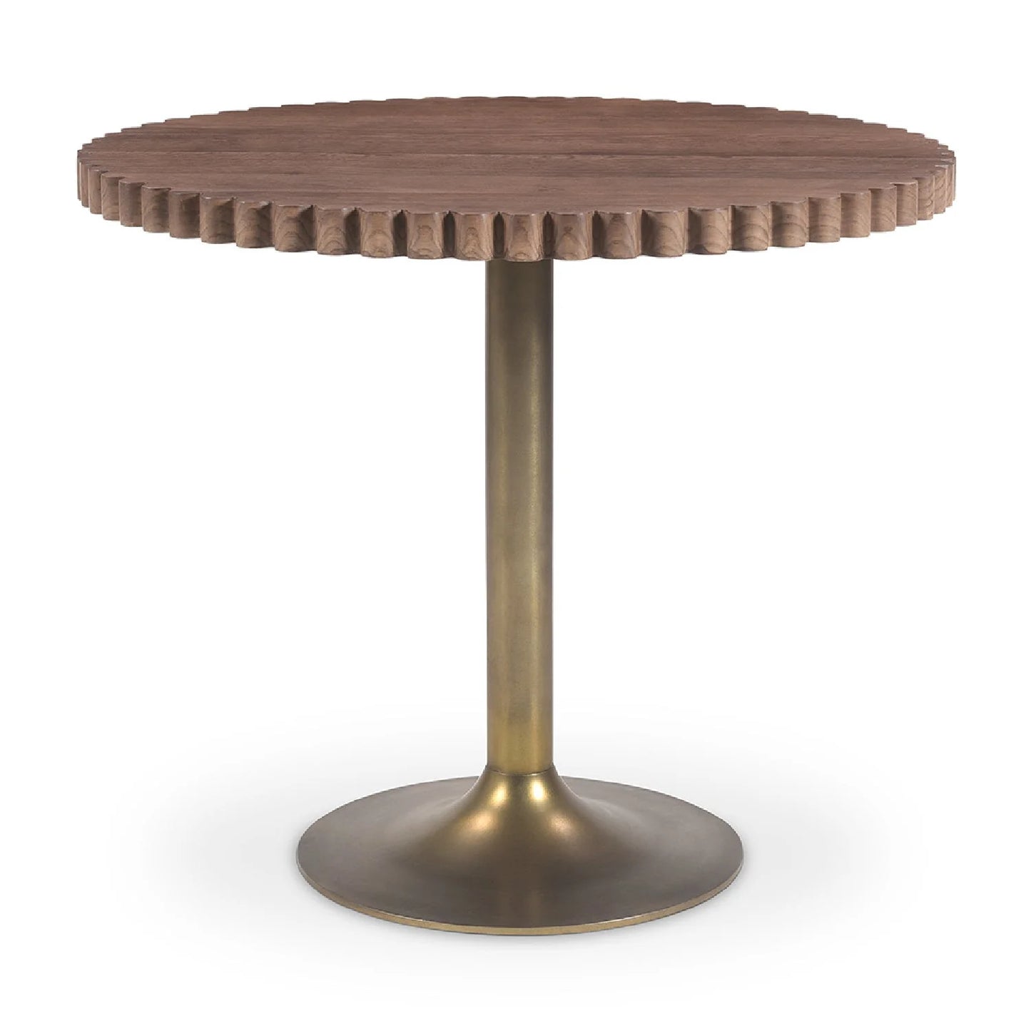Luxury Scalloped Oak Pedestal Coffee Table Modern Italian Style for Villa