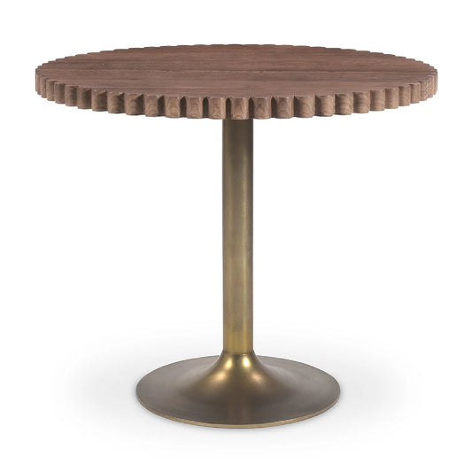 Luxury Scalloped Oak Pedestal Coffee Table Modern Italian Style for Villa