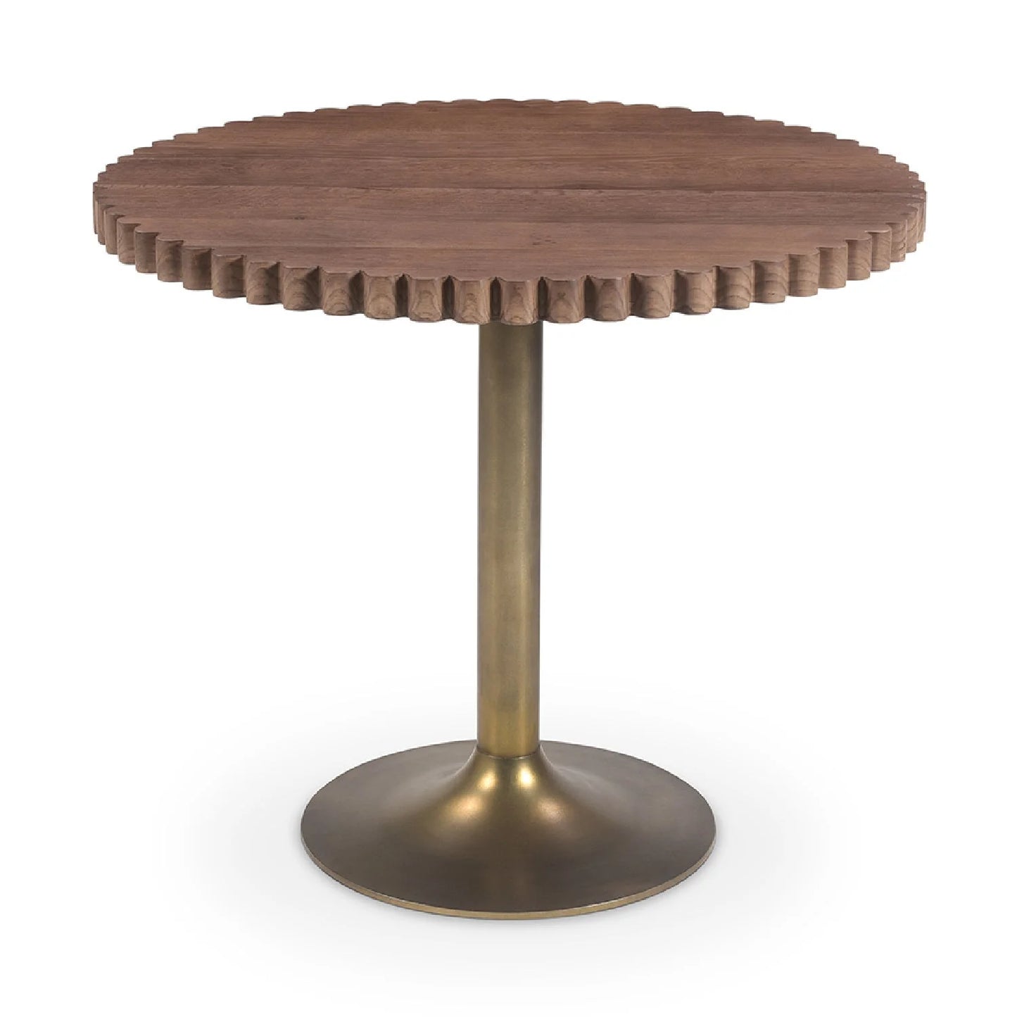Luxury Scalloped Oak Pedestal Coffee Table Modern Italian Style for Villa