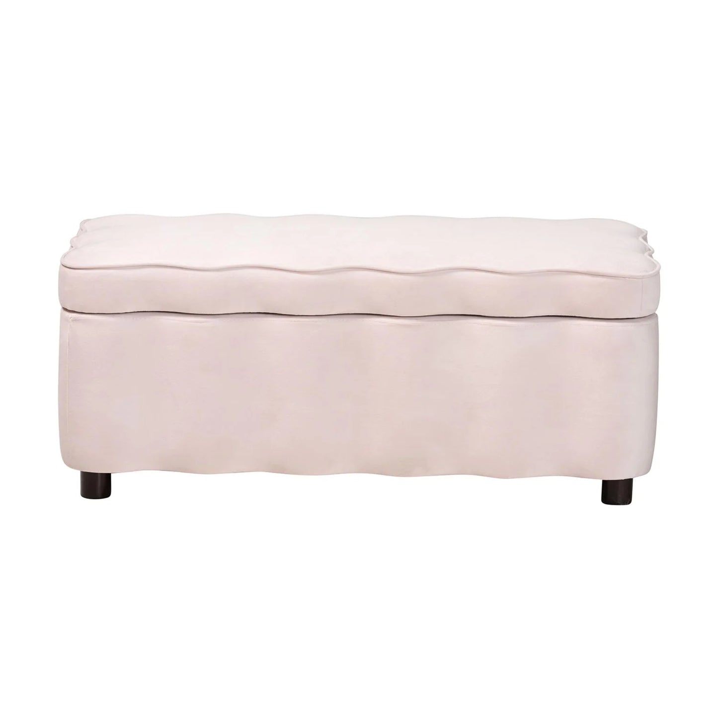 Luxury Scalloped Velvet Storage Bench European Style for Villa