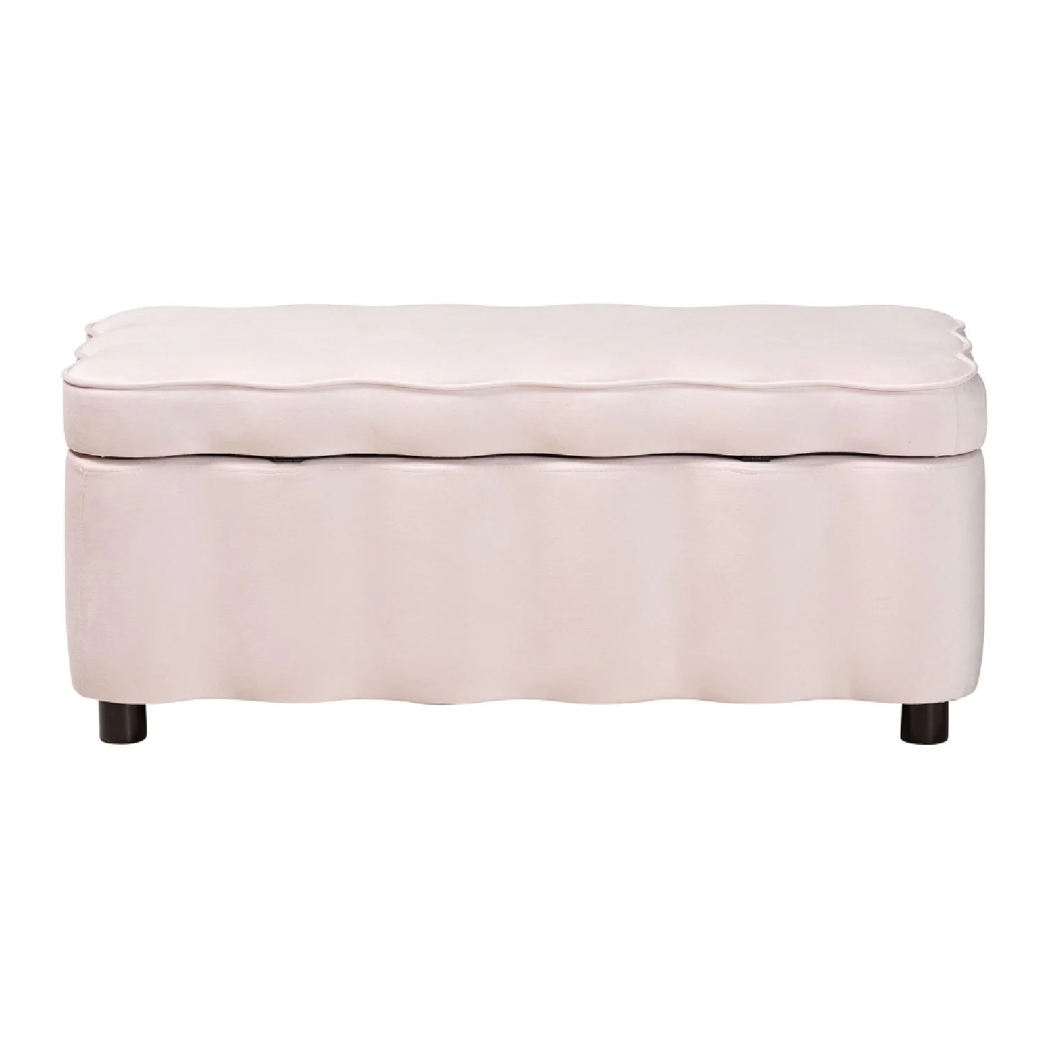 Luxury Scalloped Velvet Storage Bench European Style for Villa