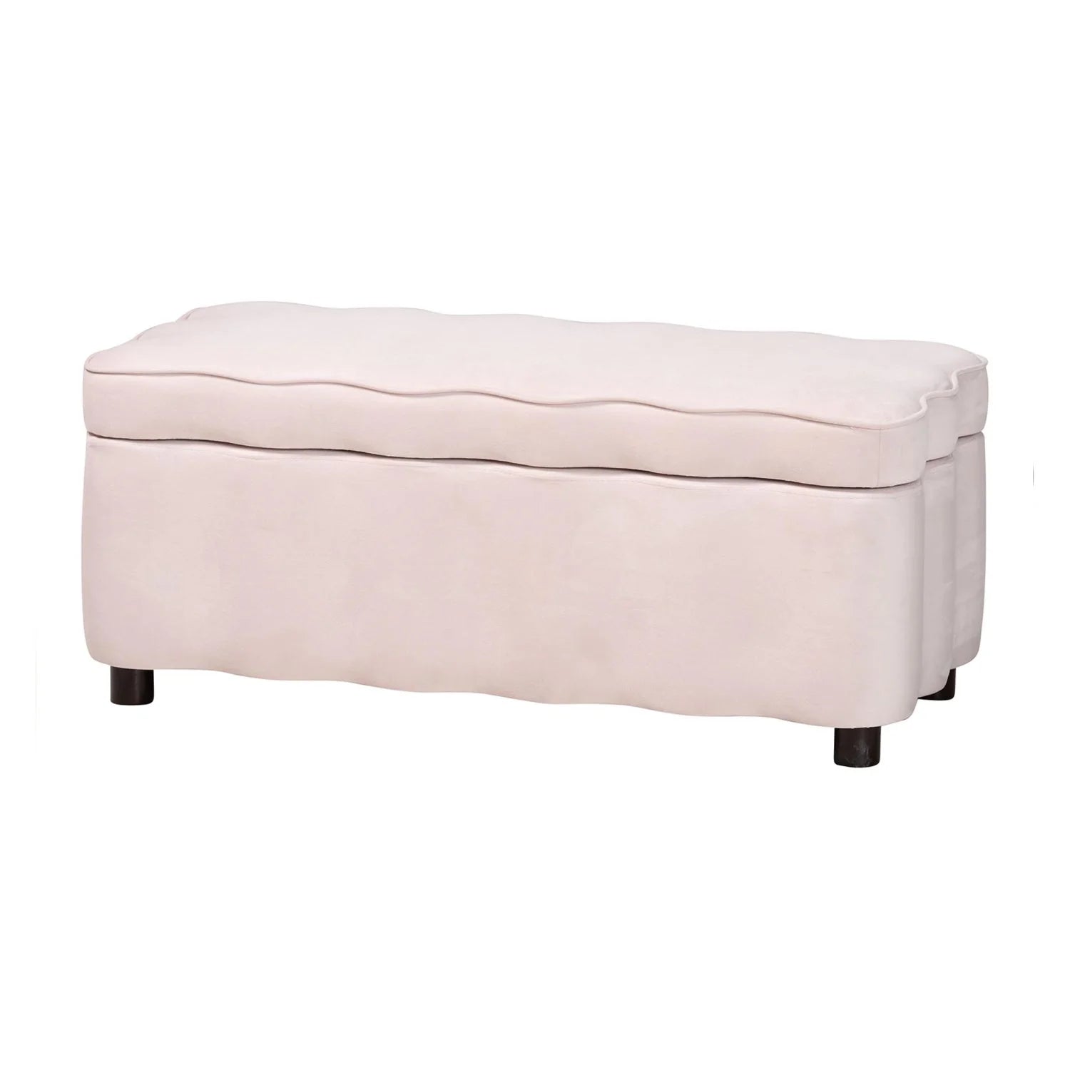 Luxury Scalloped Velvet Storage Bench European Style for Villa