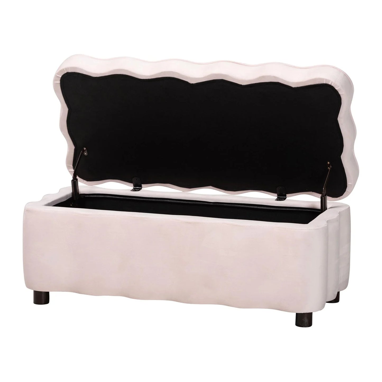 Luxury Scalloped Velvet Storage Bench European Style for Villa