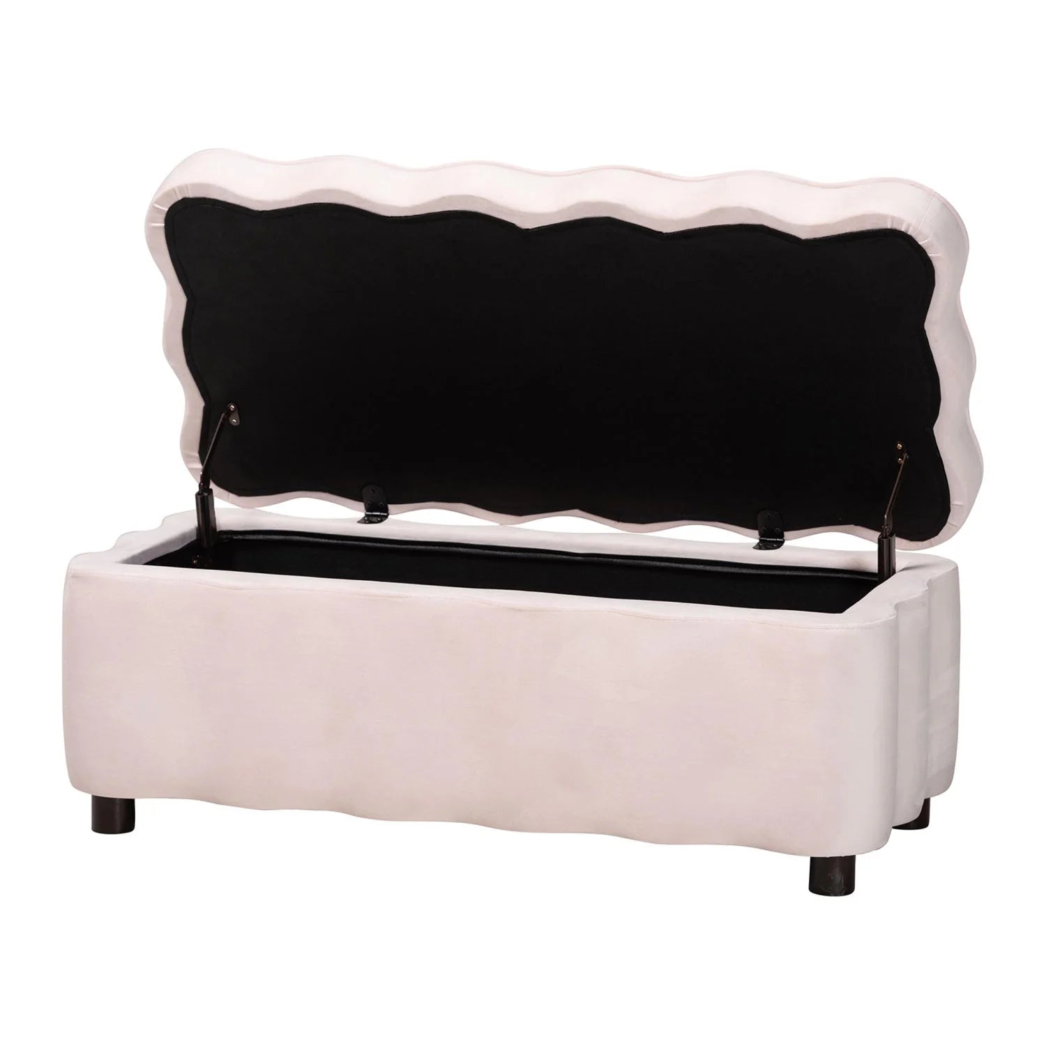 Luxury Scalloped Velvet Storage Bench European Style for Villa