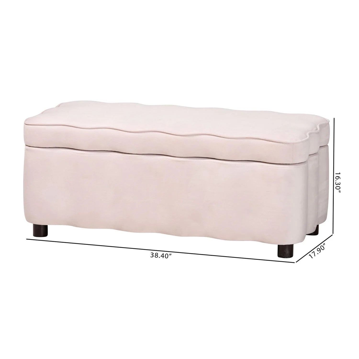 Luxury Scalloped Velvet Storage Bench European Style for Villa