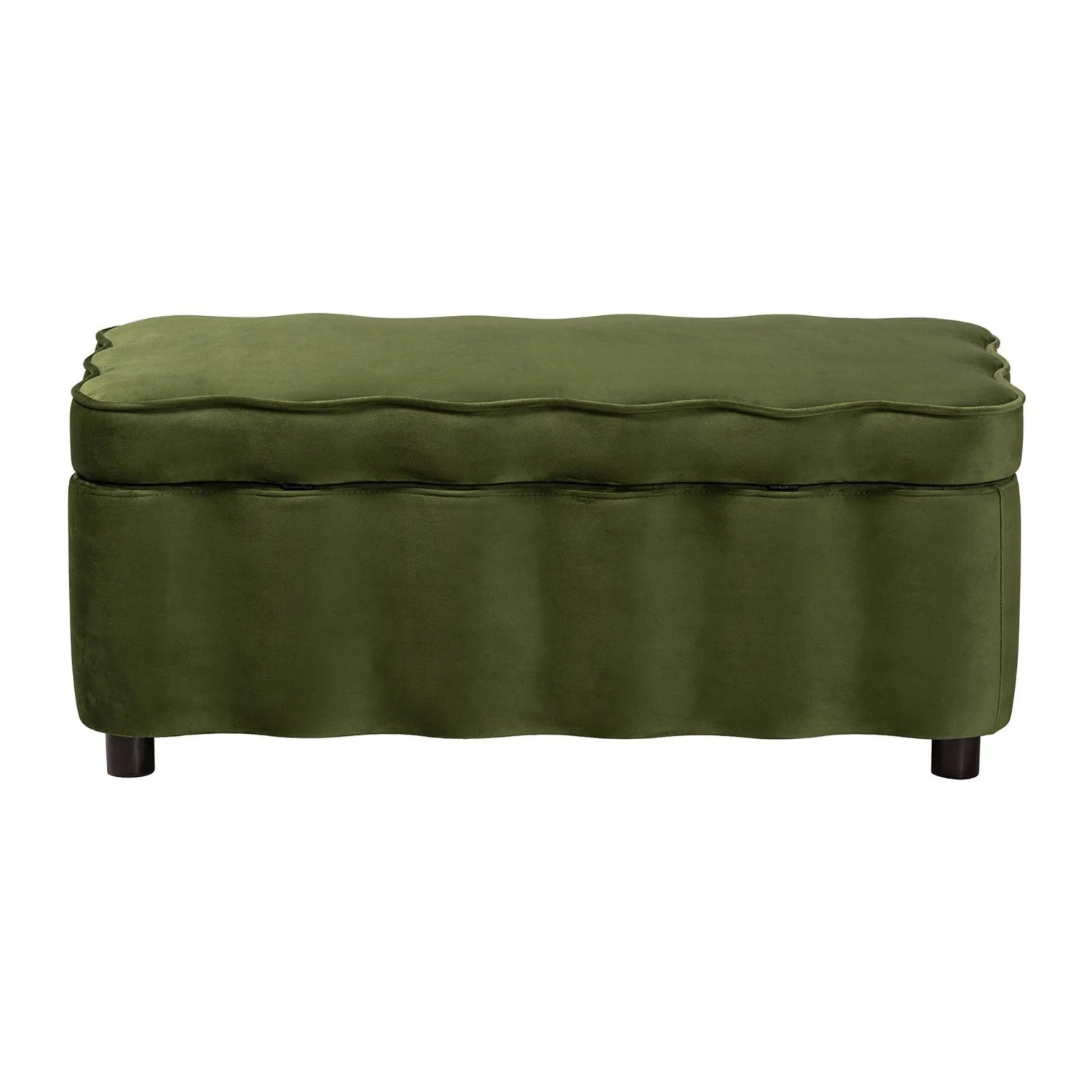 Luxury Scalloped Velvet Storage Bench European Style for Villa