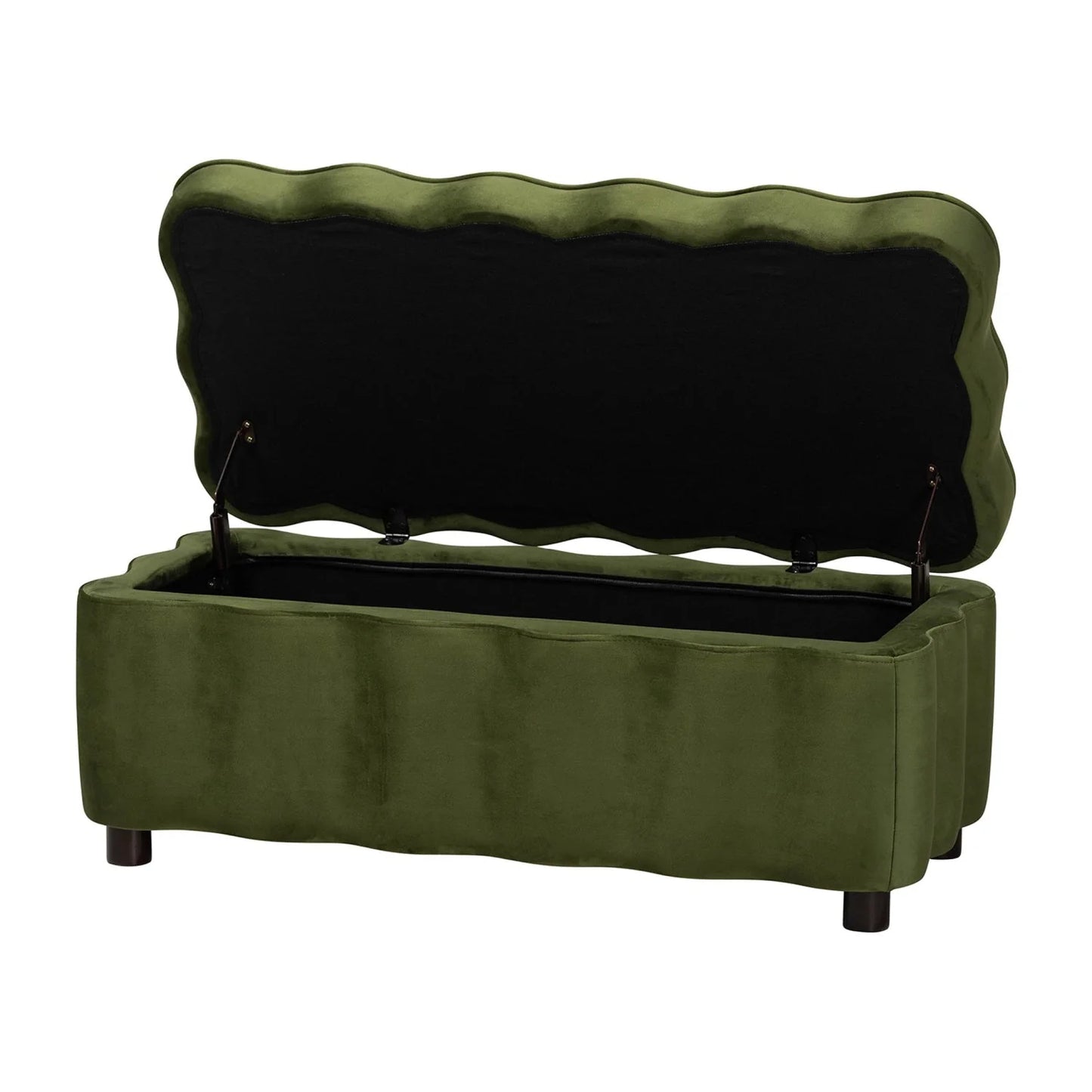 Luxury Scalloped Velvet Storage Bench European Style for Villa
