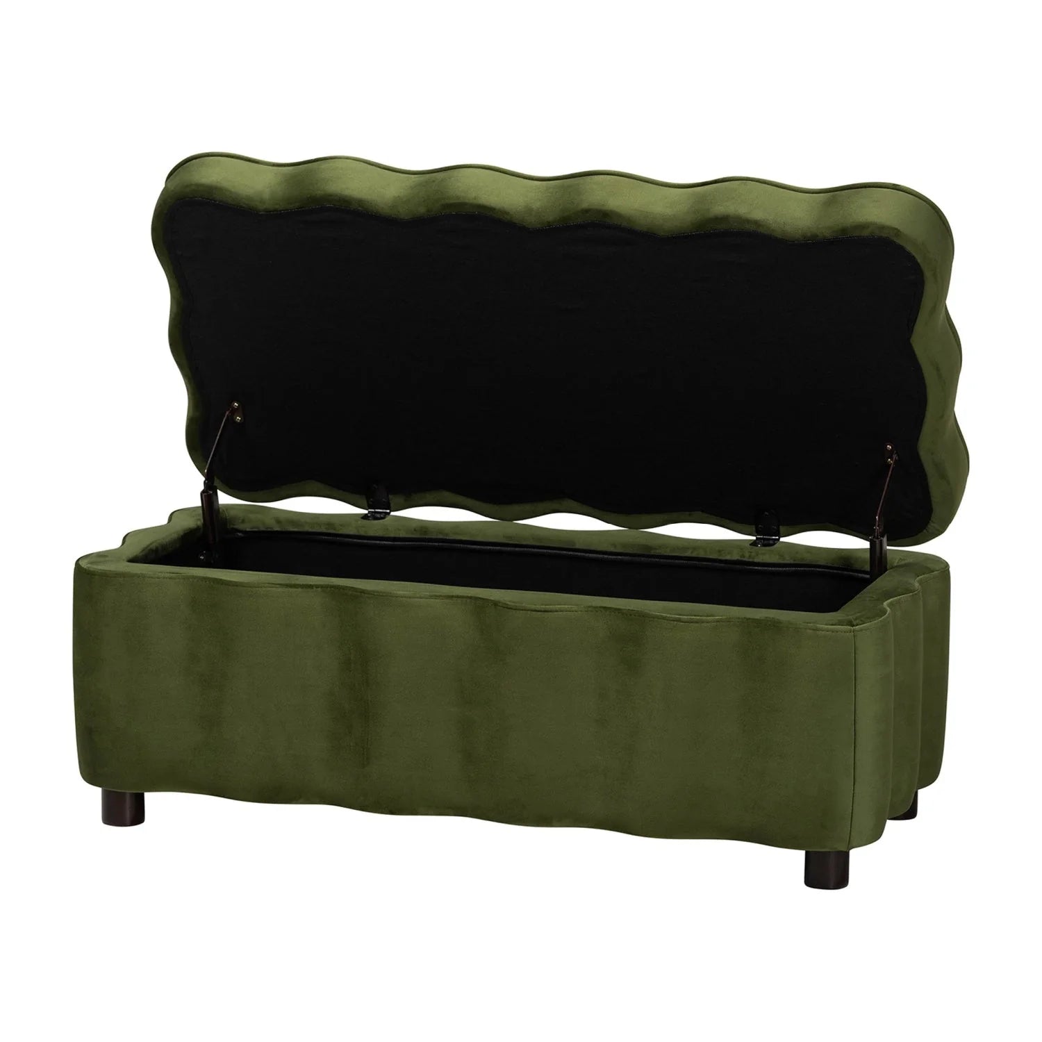 Luxury Scalloped Velvet Storage Bench European Style for Villa