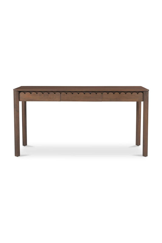 Luxury Scalloped Wooden 3-Drawer Modern Desk European Style for Villa