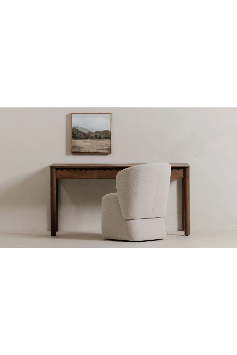 Luxury Scalloped Wooden 3-Drawer Modern Desk European Style for Villa