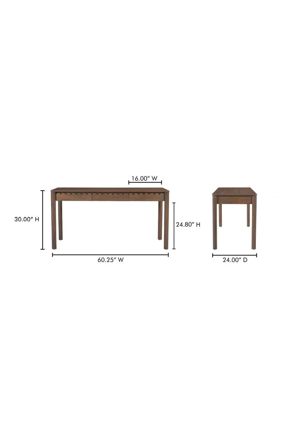 Luxury Scalloped Wooden 3-Drawer Modern Desk European Style for Villa