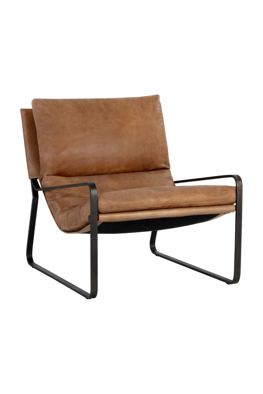 Luxury Scooped Leather Accent Chair European Style for Villa