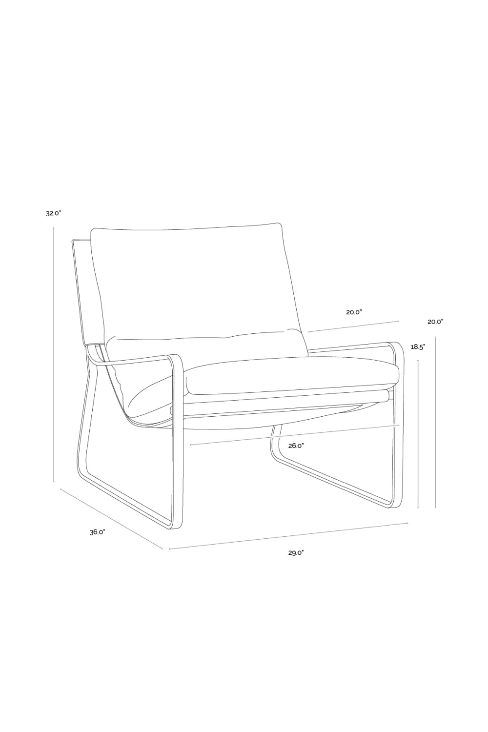 Luxury Scooped Leather Accent Chair European Style for Villa