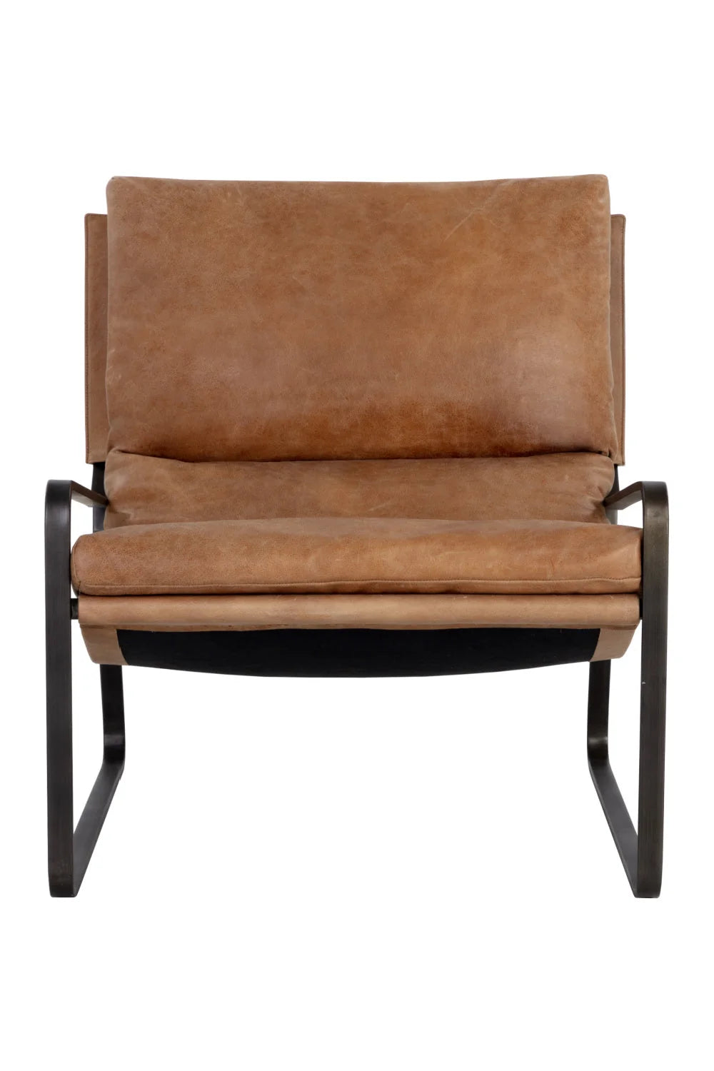 Luxury Scooped Leather Accent Chair European Style for Villa