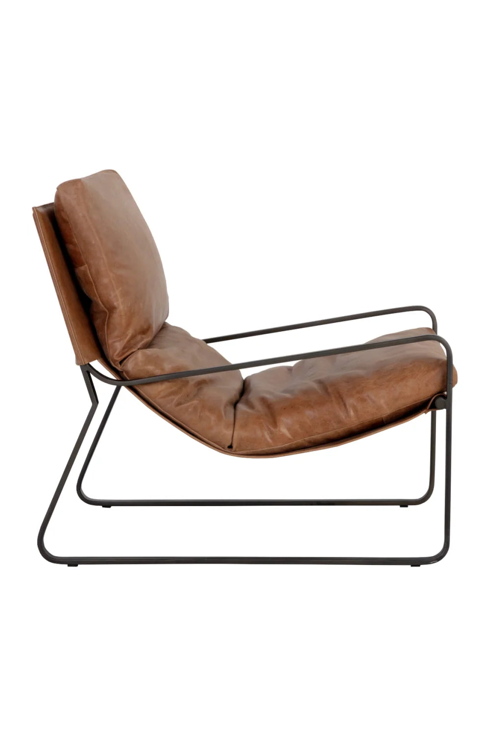 Luxury Scooped Leather Accent Chair European Style for Villa