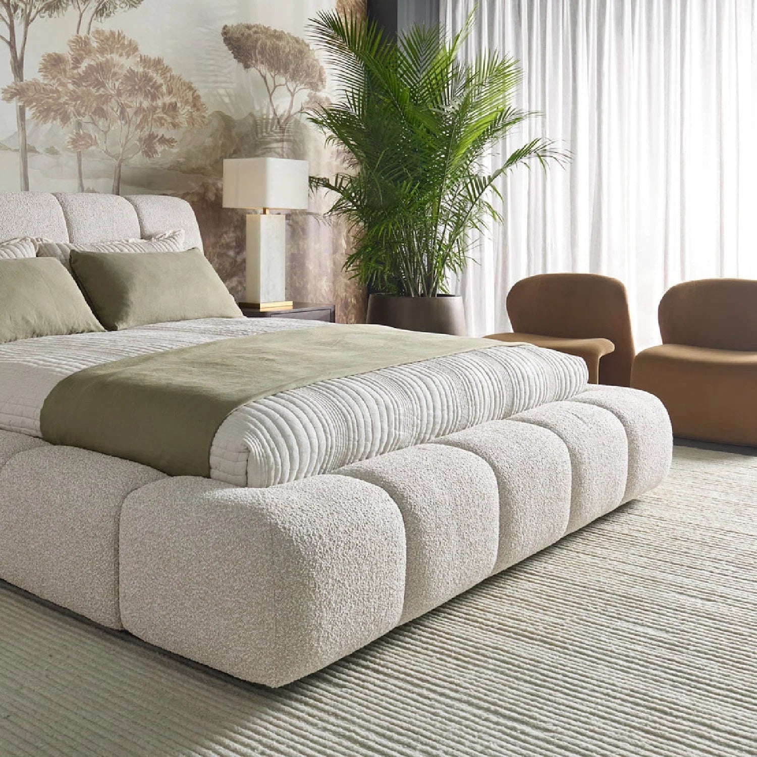 Luxury Sculpted Fabric Lounge Chair European Style for Villa