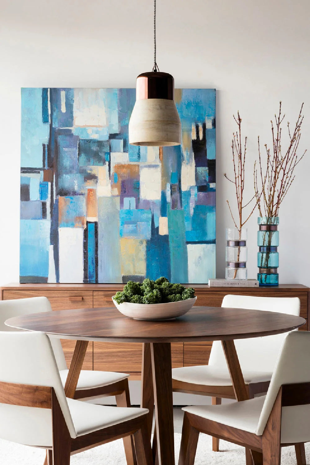 Luxury Sculptural Round Solid Wood Dining Table Modern Italian Style for Villa