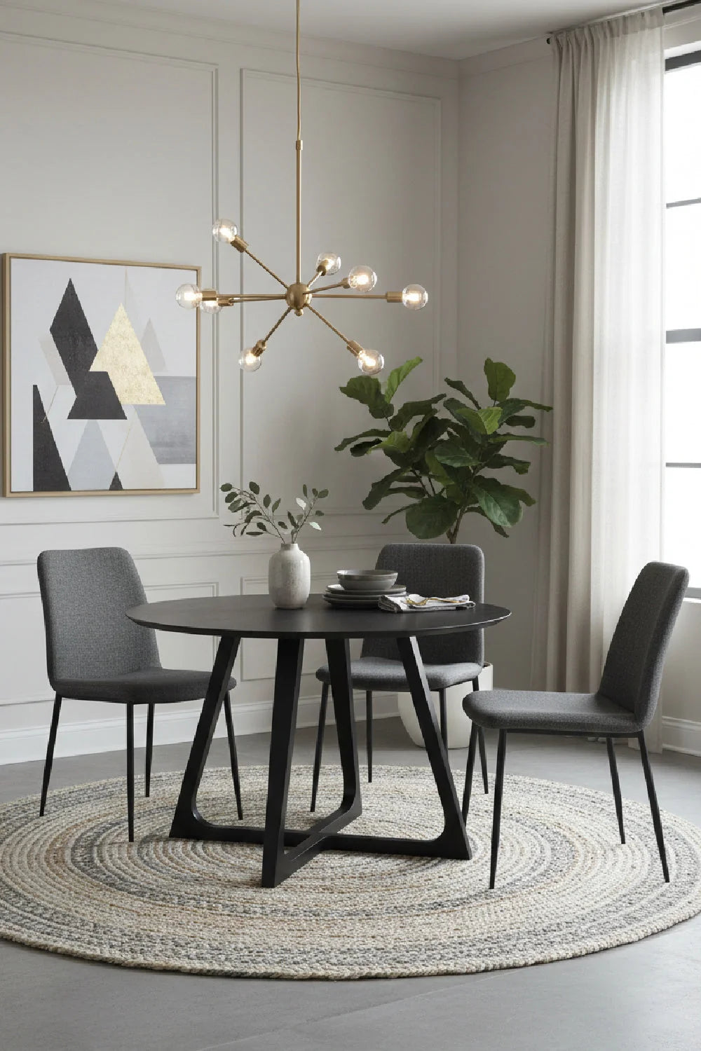 Luxury Sculptural Round Solid Wood Dining Table Modern Italian Style for Villa