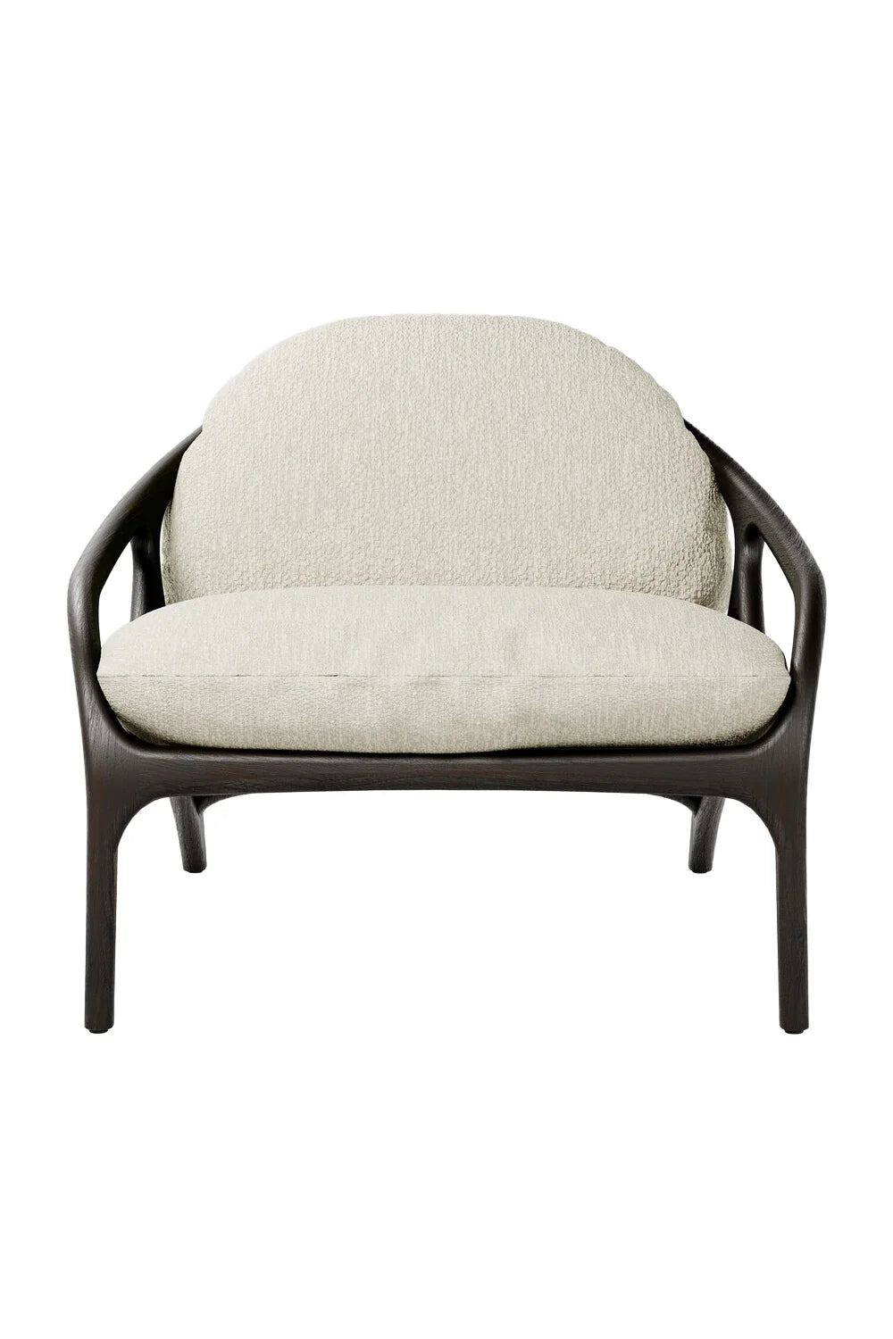 Luxury Sculptural Teak Lounge Accent Chair European Style for Villa