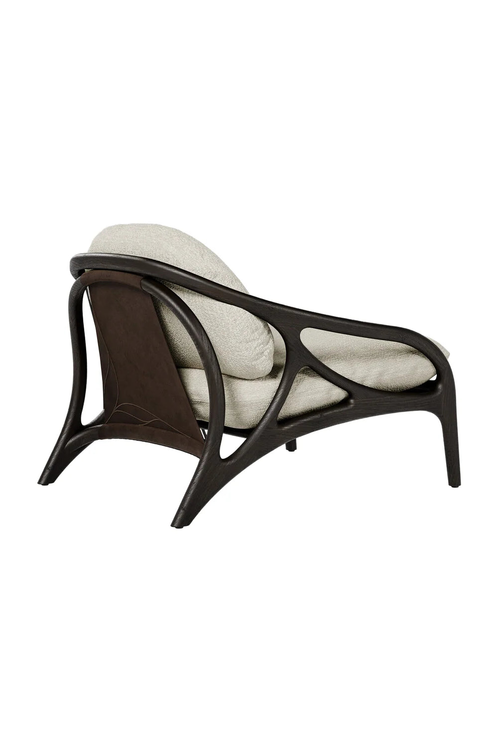 Luxury Sculptural Teak Lounge Accent Chair European Style for Villa