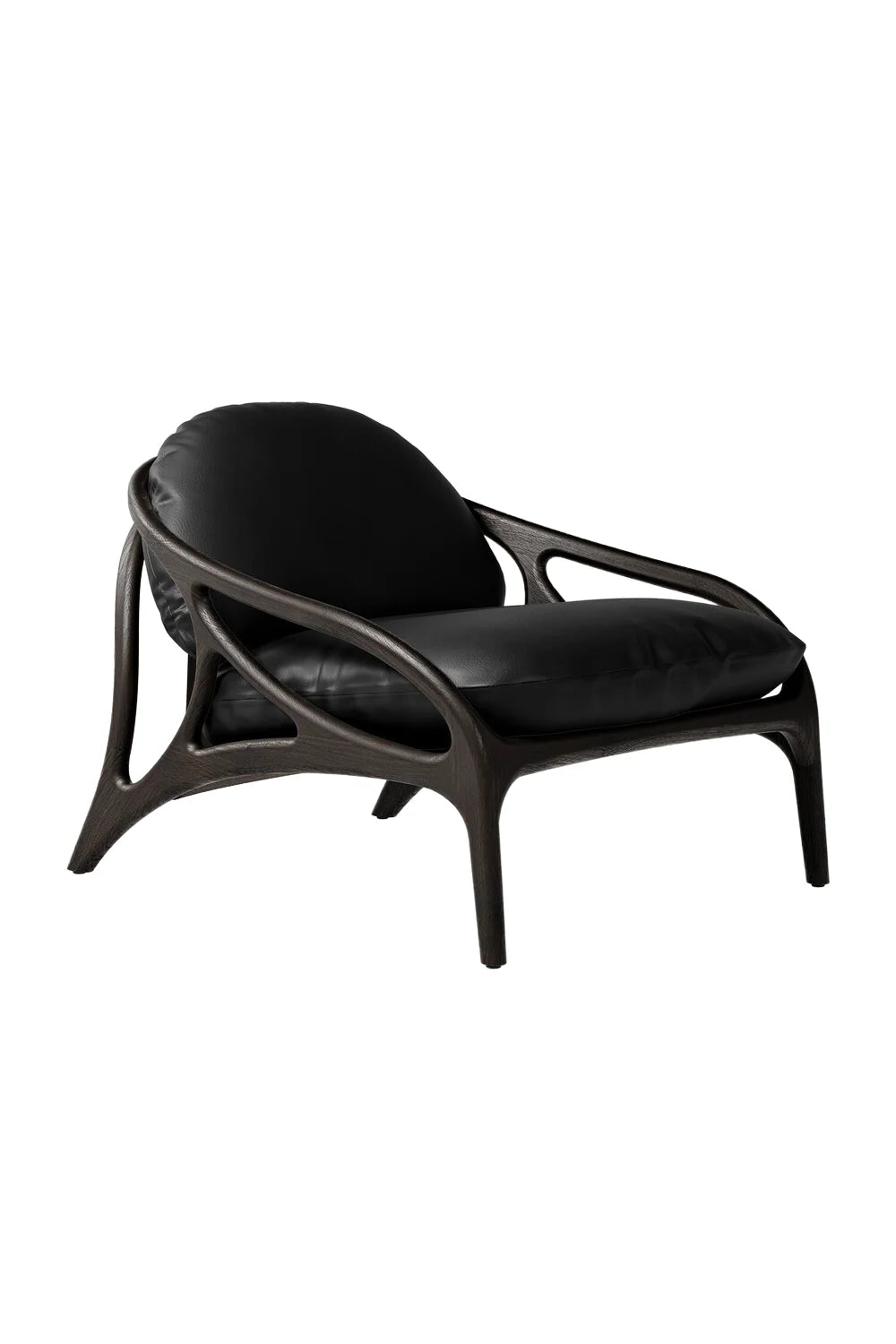 Luxury Sculptural Teak Lounge Accent Chair European Style for Villa