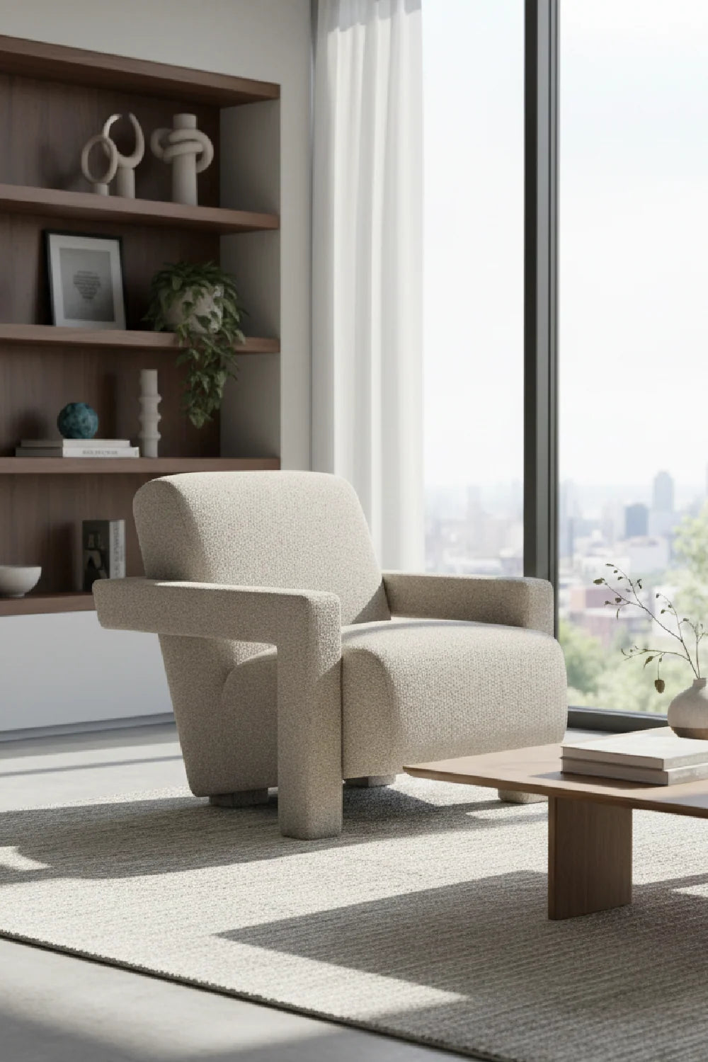 Luxury Sculptural Upholstered Accent Armchair Modern Italian Style for Villa