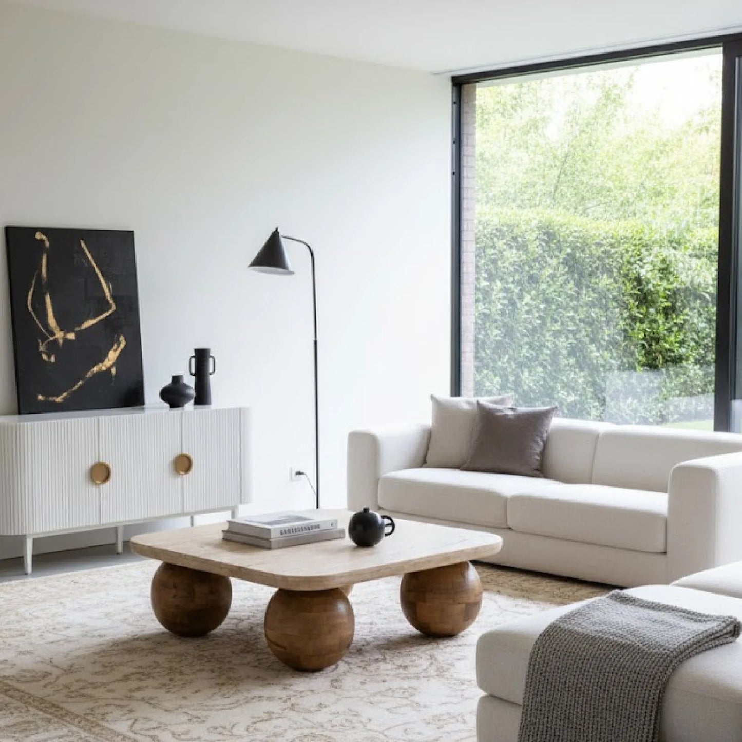 Luxury Seadrift Beige Travertine Coffee Table Modern Italian Style for Villa