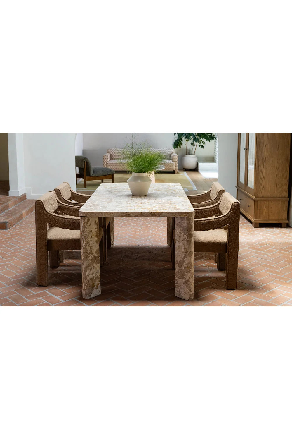 Luxury Segment Rectangular Marble Dining Table Modern Italian Style for Villa