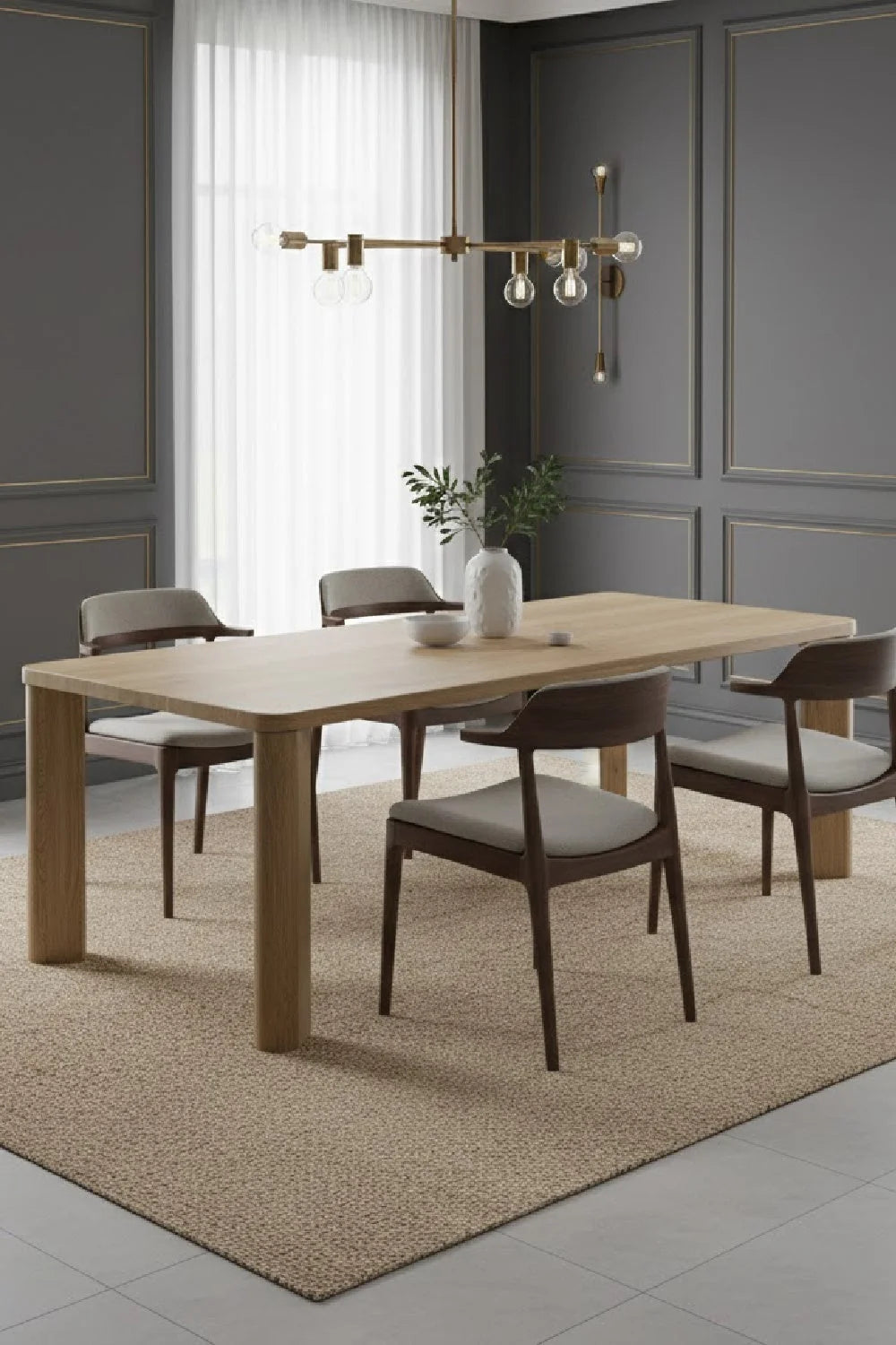 Luxury Segment Rectangular Marble Dining Table Modern Italian Style for Villa