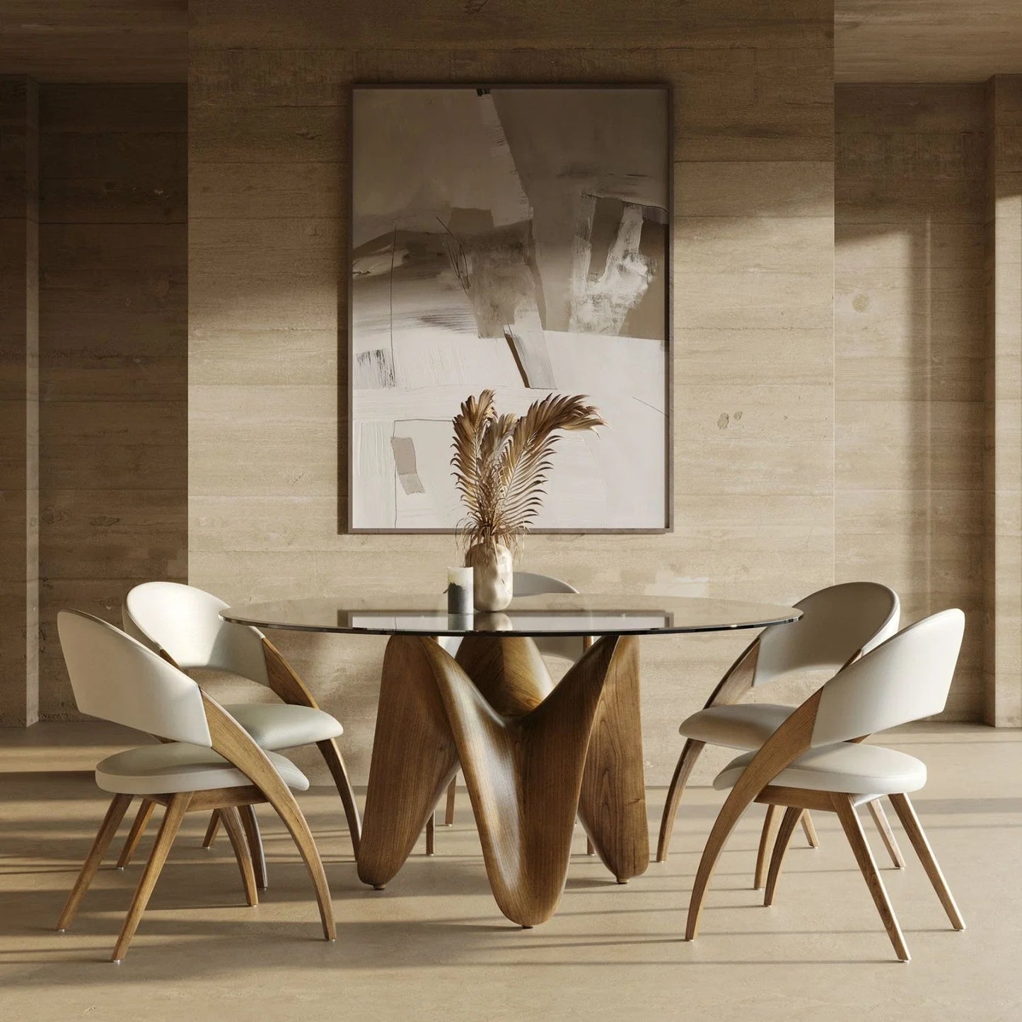 Luxury Seguin Glass Dining Table Modern Italian Style for Villa