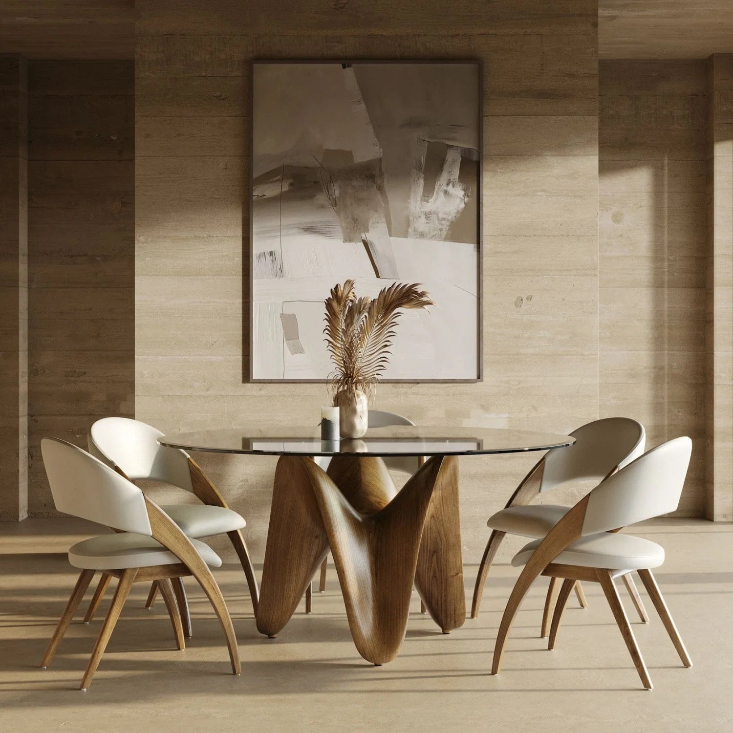 Luxury Seguin Glass Dining Table Modern Italian Style for Villa