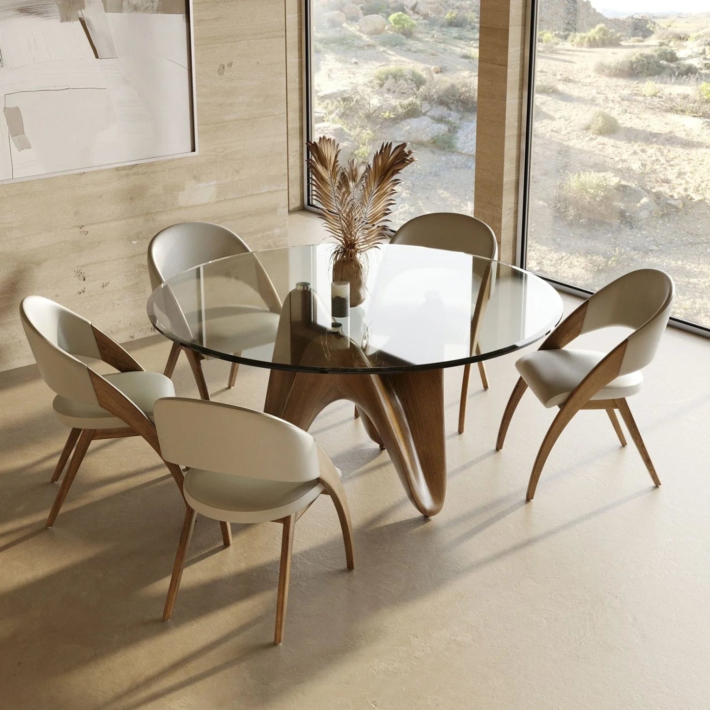 Luxury Seguin Glass Dining Table Modern Italian Style for Villa