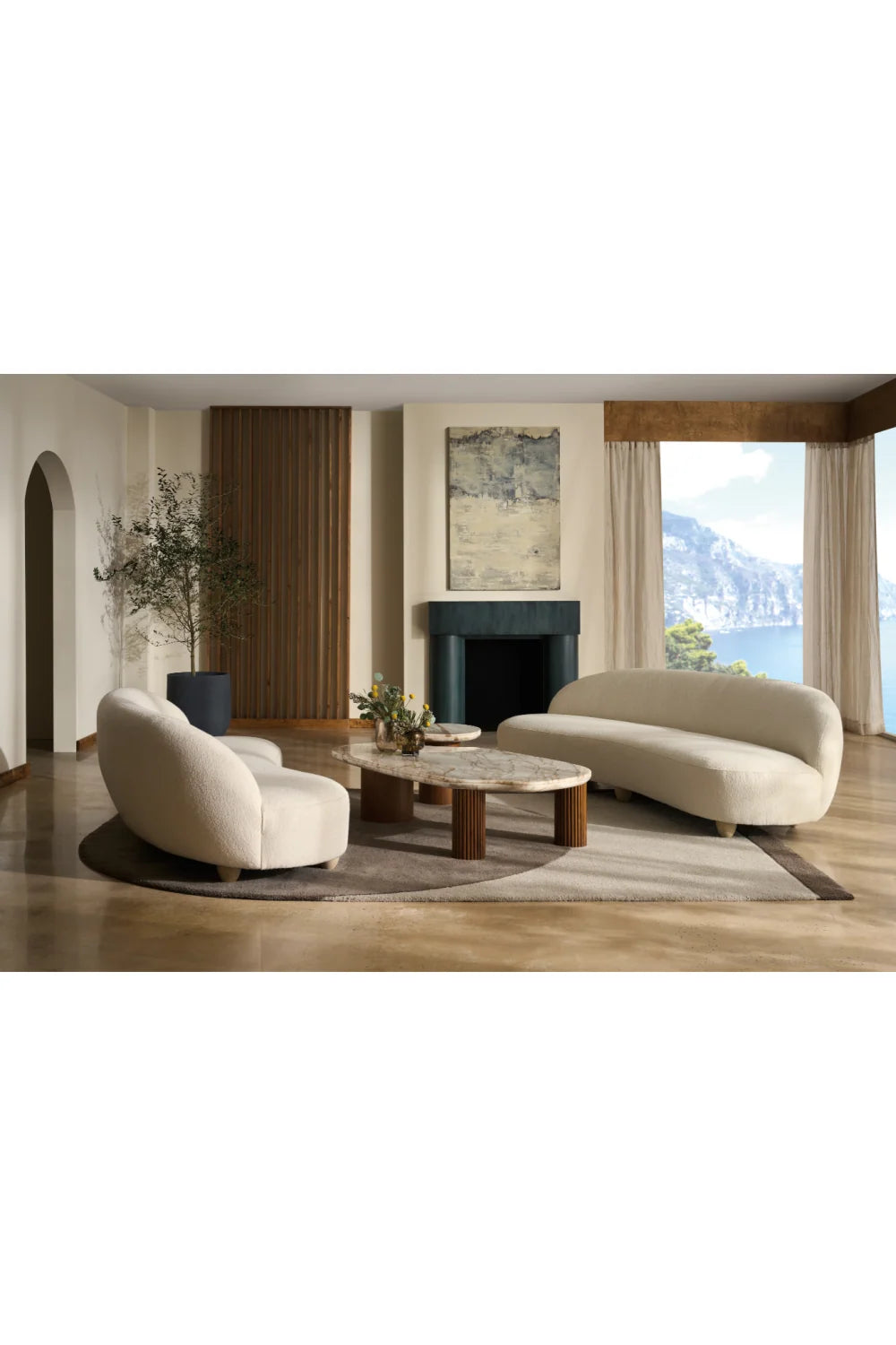 Luxury Seychelles Organic Stone Coffee Table Modern Italian Style for Villa