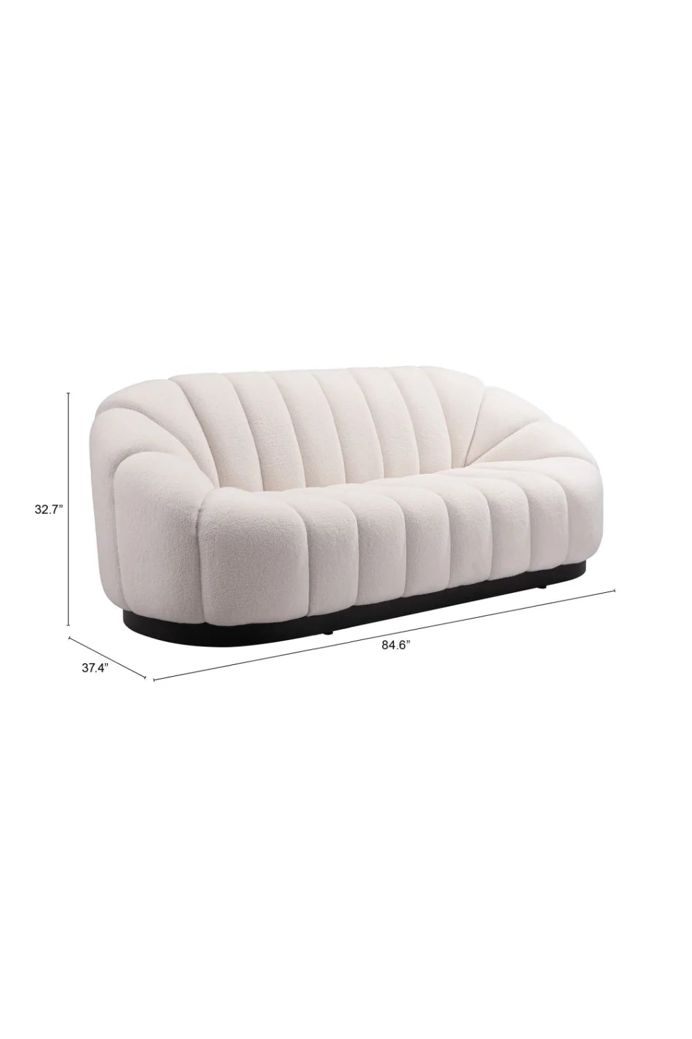 Luxury Shearling Channeled Sofa Modern Italian Style for Villa