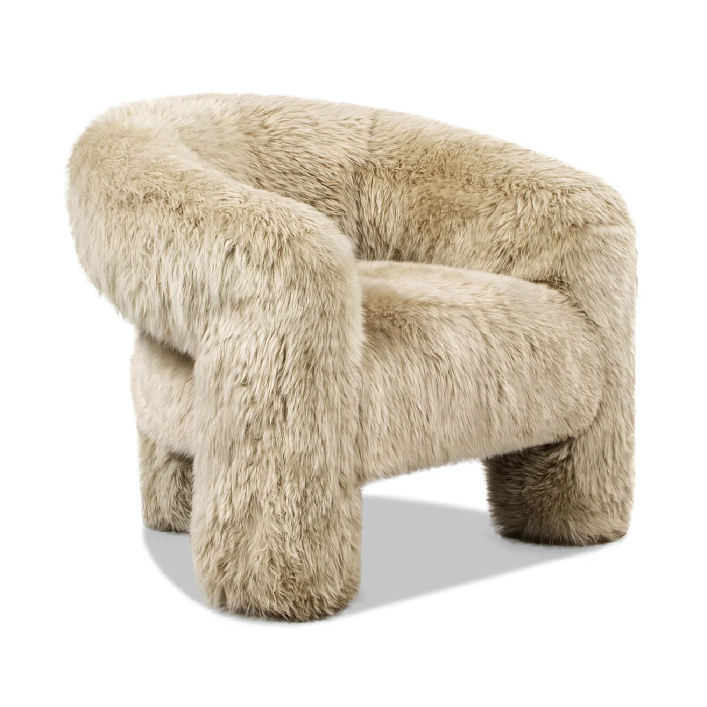 Luxury Sheepskin Barrel Lounge Chair European Style for Villa