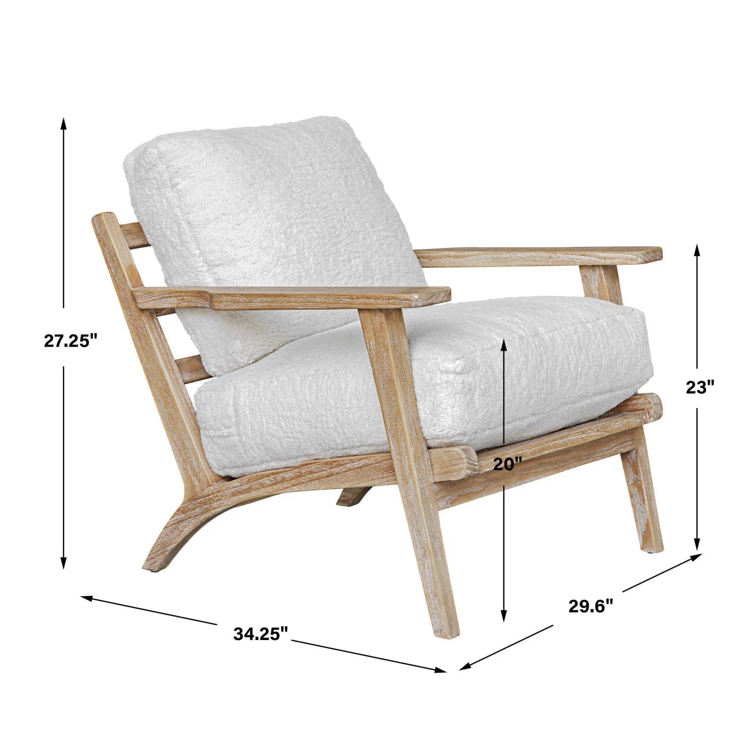 Luxury Sheepskin Cushioned Wooden Lounge Chair European Style for Villa