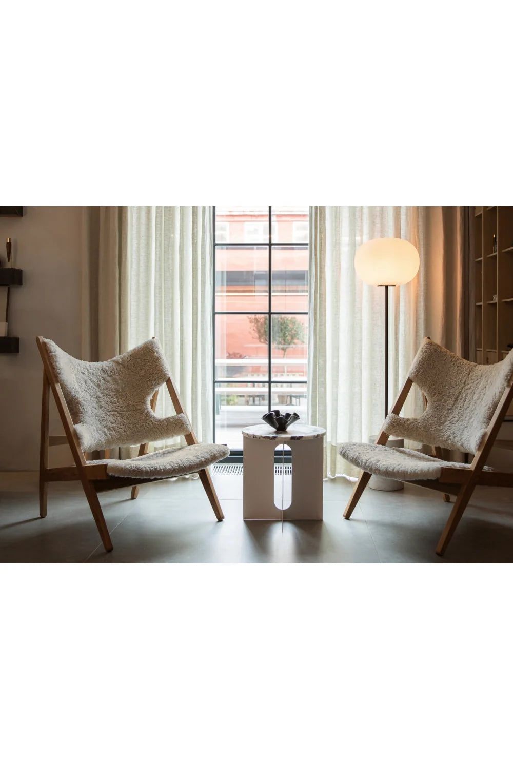 Luxury Sheepskin Knitting Lounge Chair Modern Italian Style for Villa
