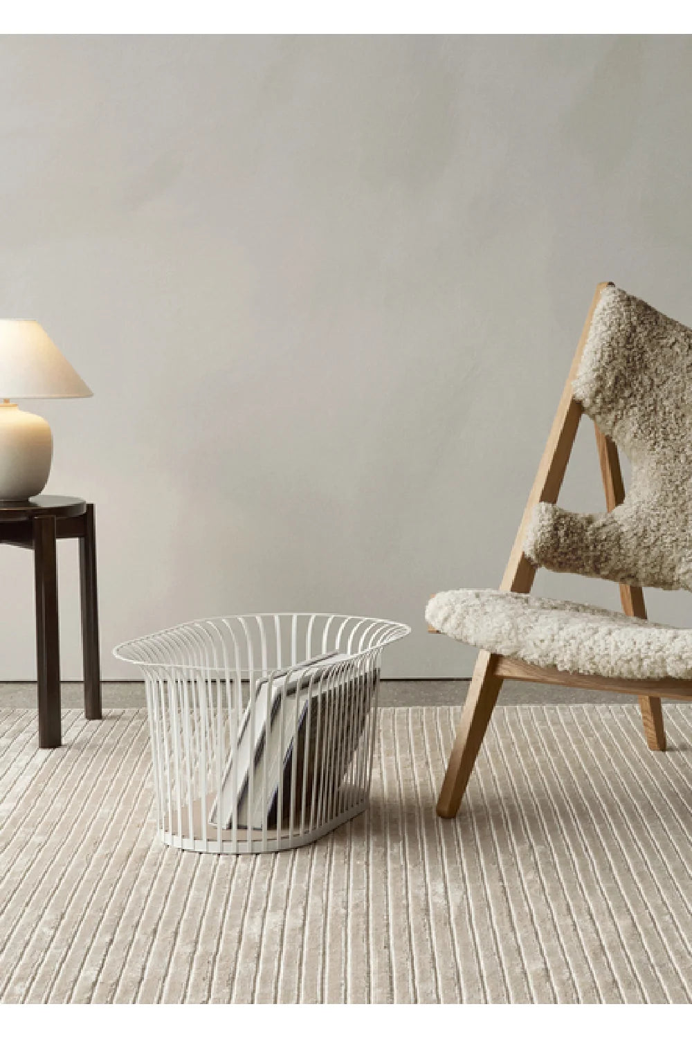 Luxury Sheepskin Knitting Lounge Chair Modern Italian Style for Villa