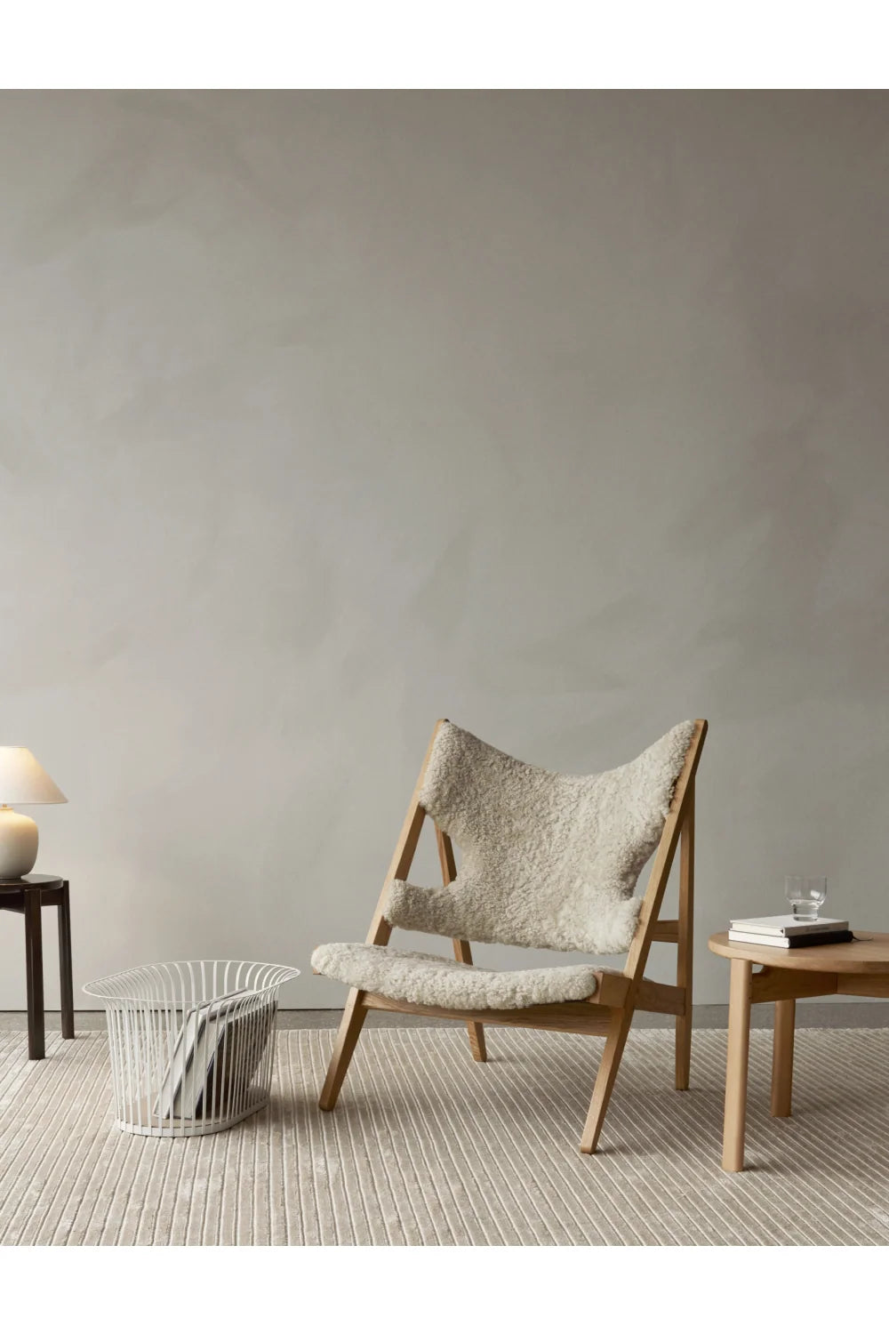 Luxury Sheepskin Knitting Lounge Chair Modern Italian Style for Villa