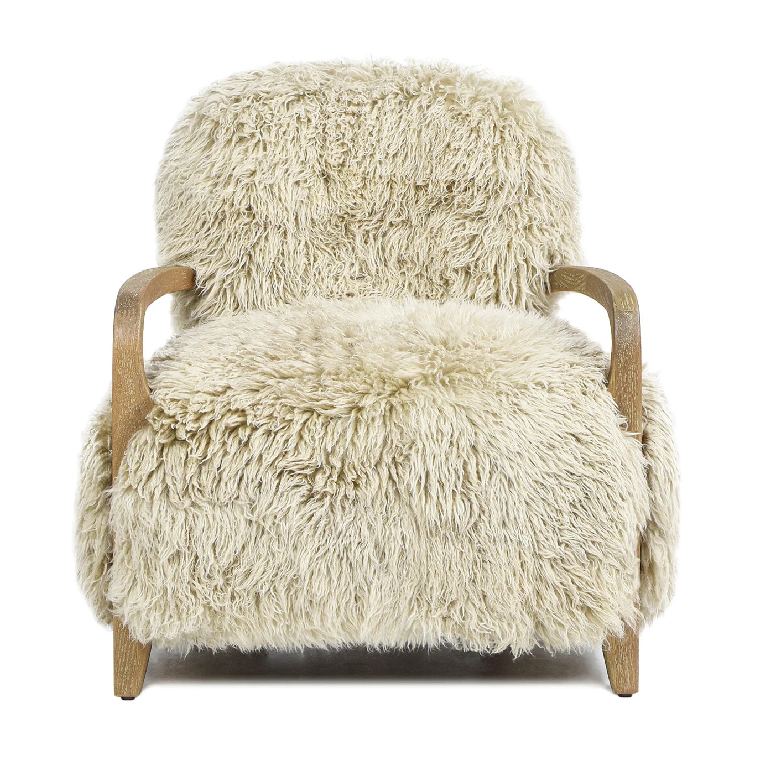 Luxury Sheepskin Oak Accent Chair European Style for Villa