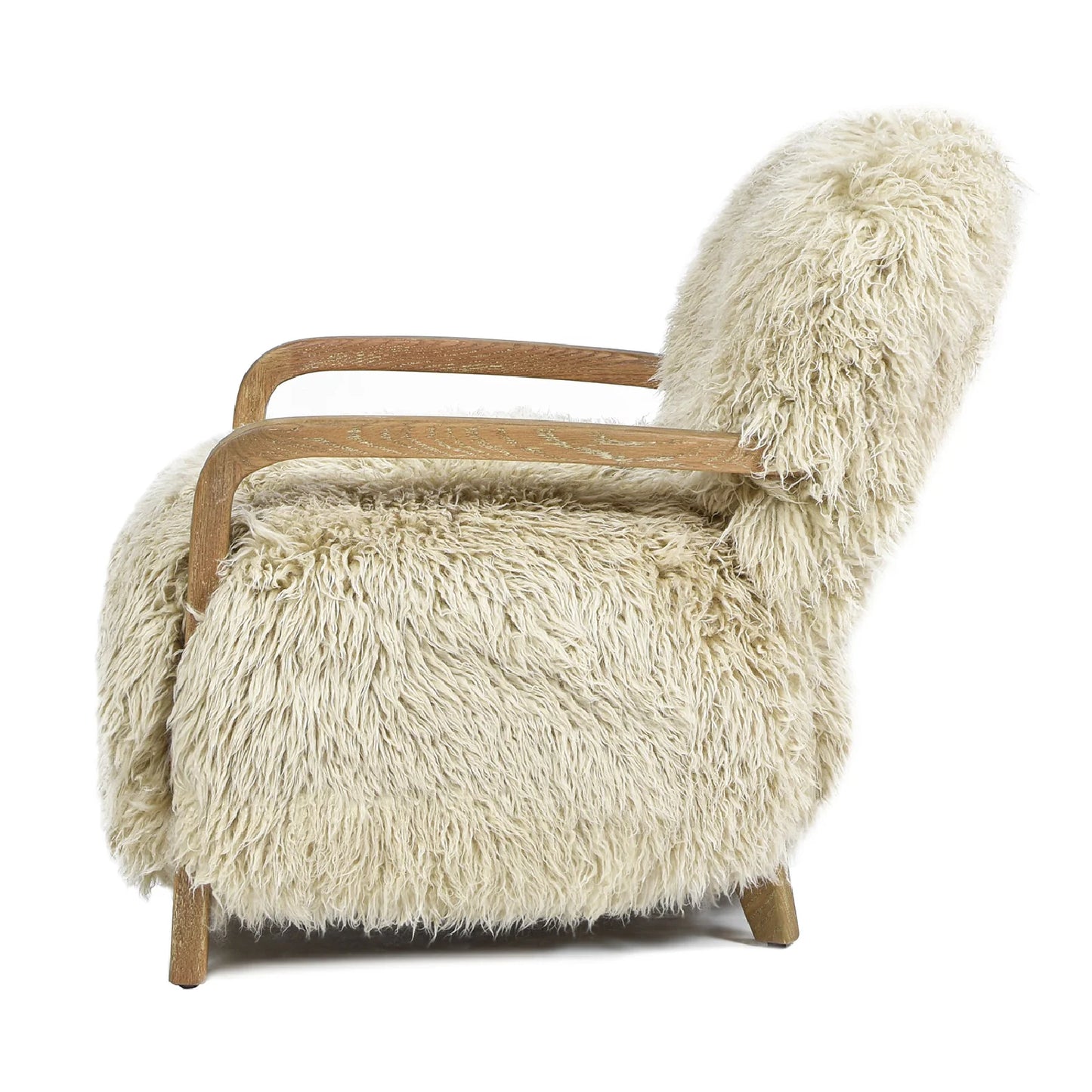 Luxury Sheepskin Oak Accent Chair European Style for Villa