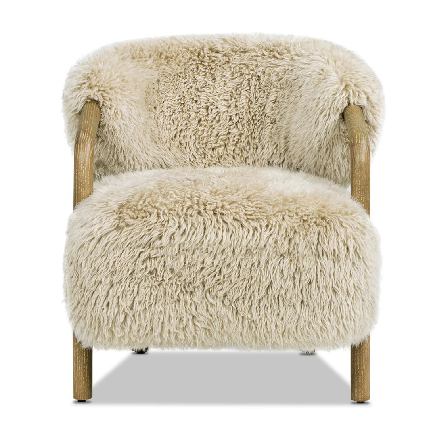 Luxury Sheepskin Oak Lounge Chair European Style for Villa
