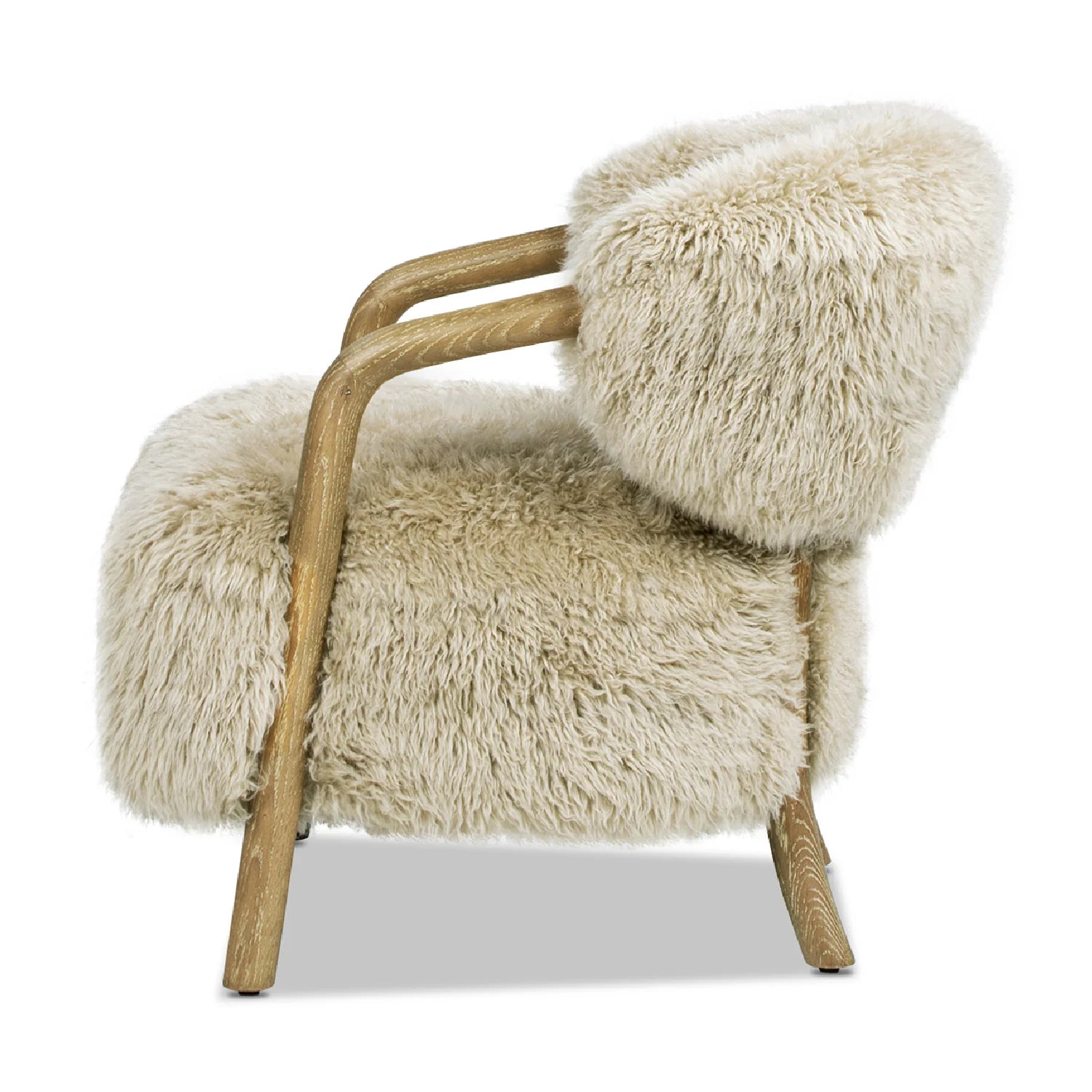 Luxury Sheepskin Oak Lounge Chair European Style for Villa