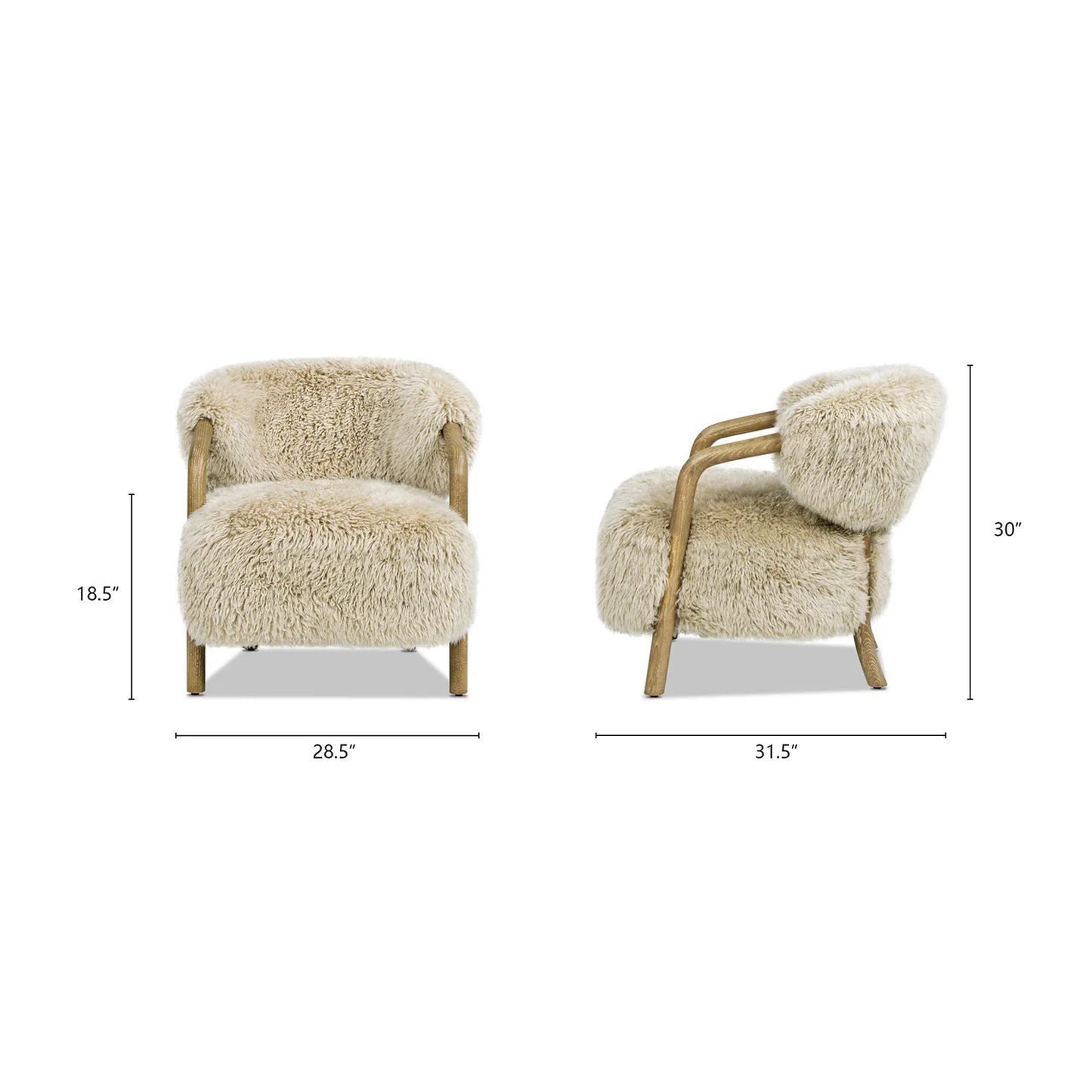 Luxury Sheepskin Oak Lounge Chair European Style for Villa