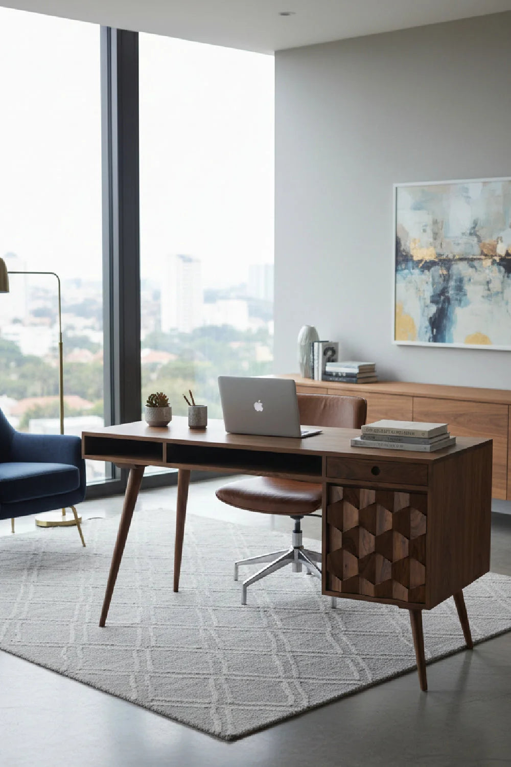 Luxury Sheesham Wooden Modern Desk European Style for Villa