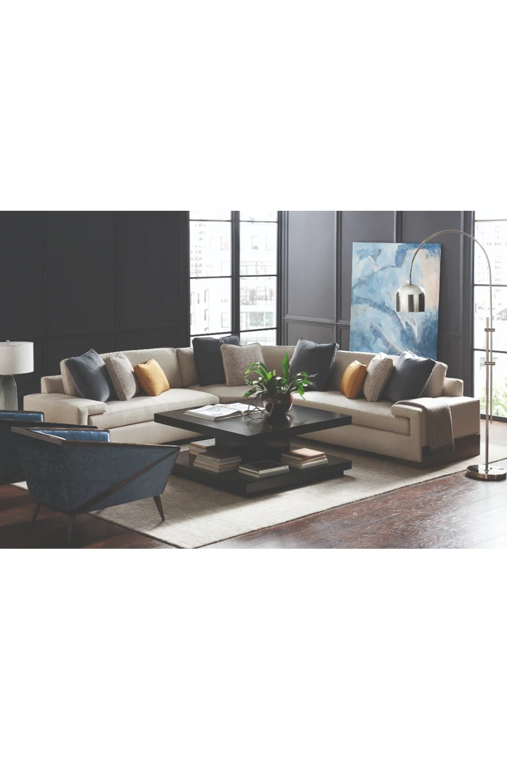 Luxury Shelf-Ish Fabric Sectional Sofa Modern Italian Style for Villa
