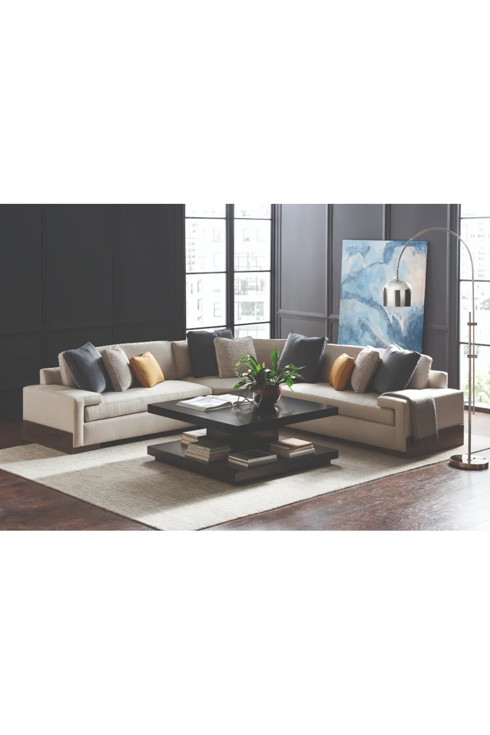 Luxury Shelf-Ish Fabric Sectional Sofa Modern Italian Style for Villa